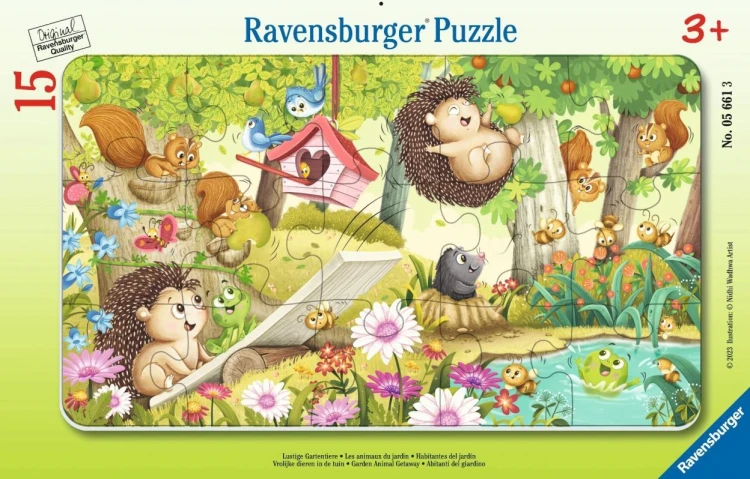 Puzzle 15 Garden Animal Getaway Frame