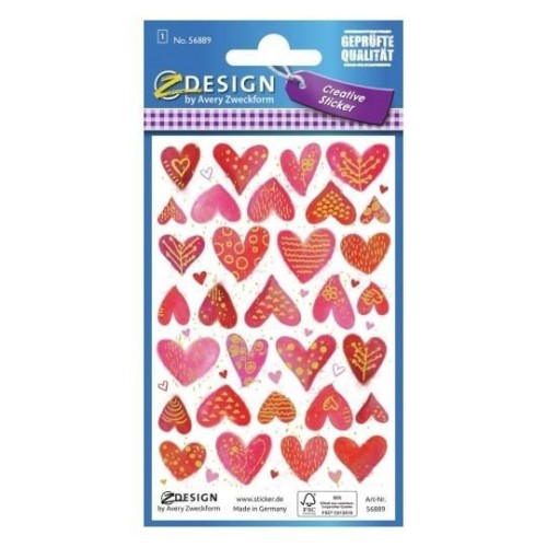 Naklejki papierowe wytłaczane - Serca, Zdesign