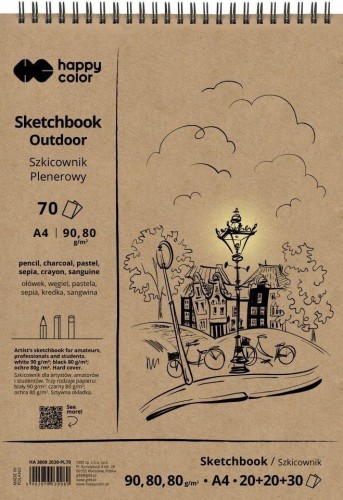 Szkicownik na spirali A4/80K Plenerowy HAPPY COLOR