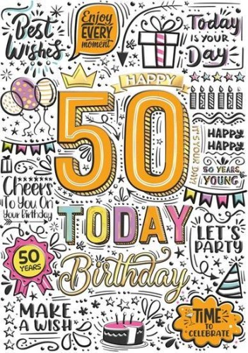 Karnet A5 Urodziny 50 - Graffiti