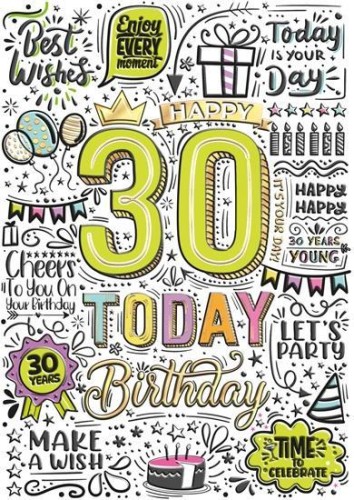 Karnet A5 Urodziny 30 - Graffiti