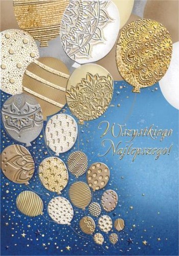 Karnet A5 Urodziny - Złote balony