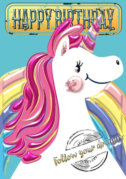 Karnet A5 Urodziny - Jednorożec