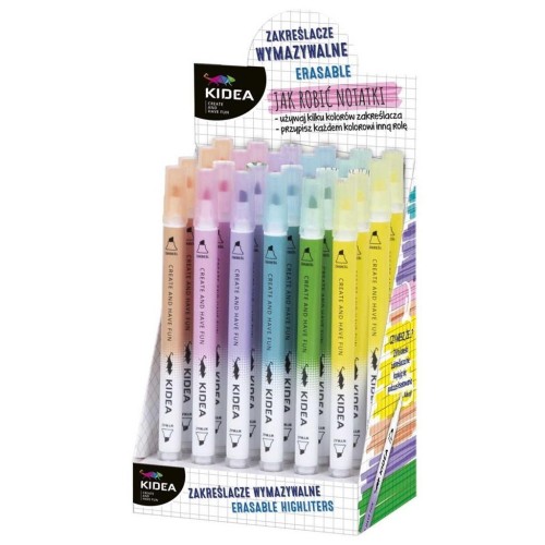 Zakreślacze wymazywalne (24szt) KIDEA, DERFORM