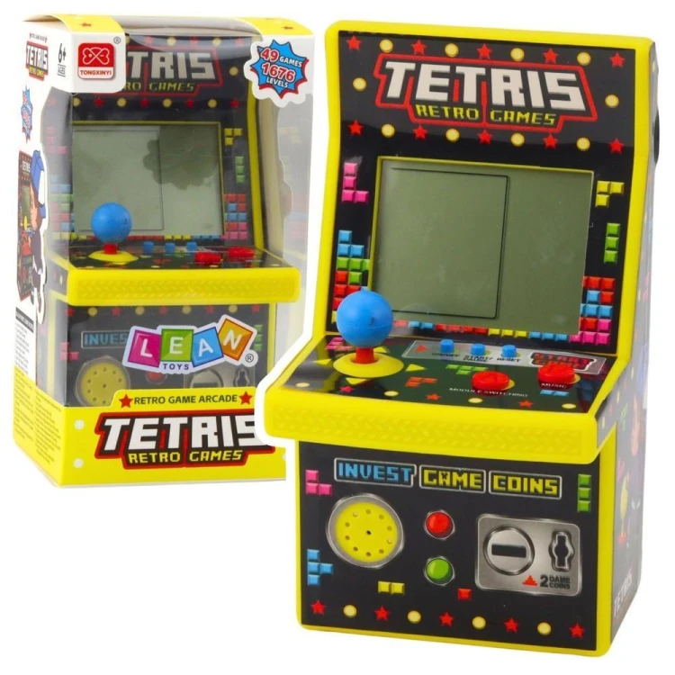 Automat do gry tetris mini retro żółty, Leantoys