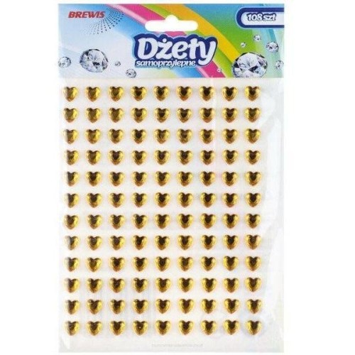Dżety samoprzylepne serca złote 108szt, Brewis