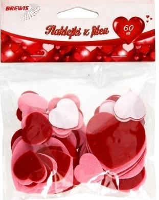 Naklejki z filcu serca 60szt, Brewis