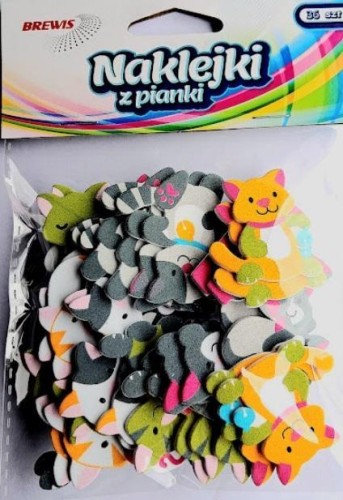 Naklejki z pianki Koty 36szt, Brewis