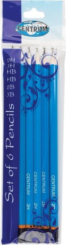Zestaw 6 ołówków 3H, 2H, HB, HB, 2B, 3B, Centrum