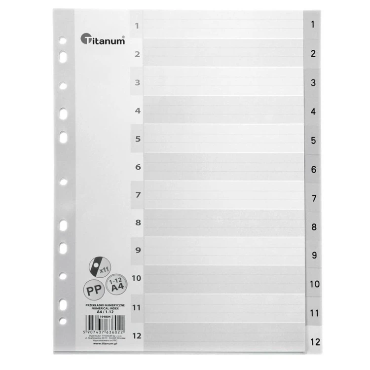 Przekładki A4 1-12, Titanum