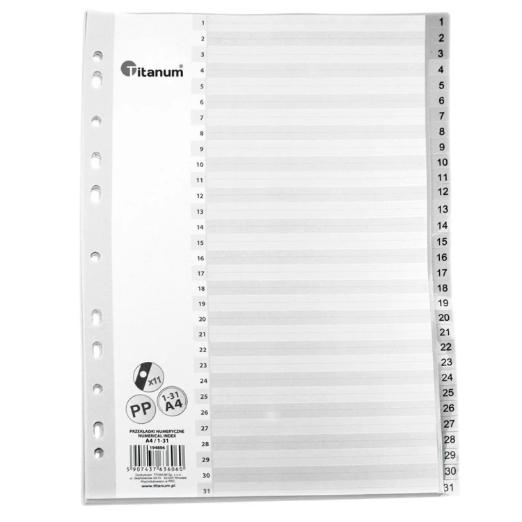 Przekładki A4 1-31, Titanum
