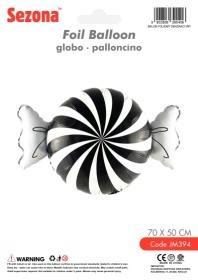 Balon Cukierek czarno-biały 70x50cm
