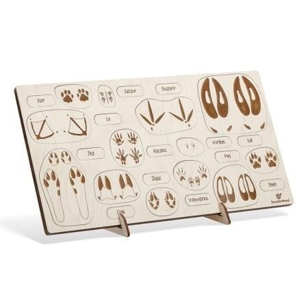 Puzzle drewniane - Jesteś na tropie Tropy zwierząt