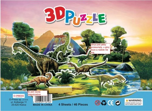 Puzzle 3D 46 Dinozaury, O-press