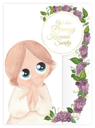 Karnet B6 Komunia. Anioł