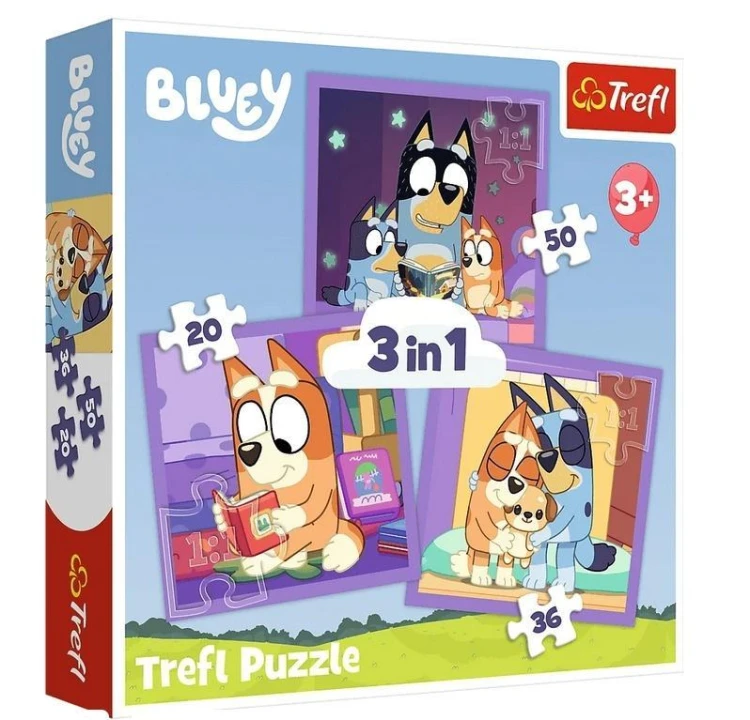 Puzzle 3w1 Poznaj Bluey TREFL, Trefl