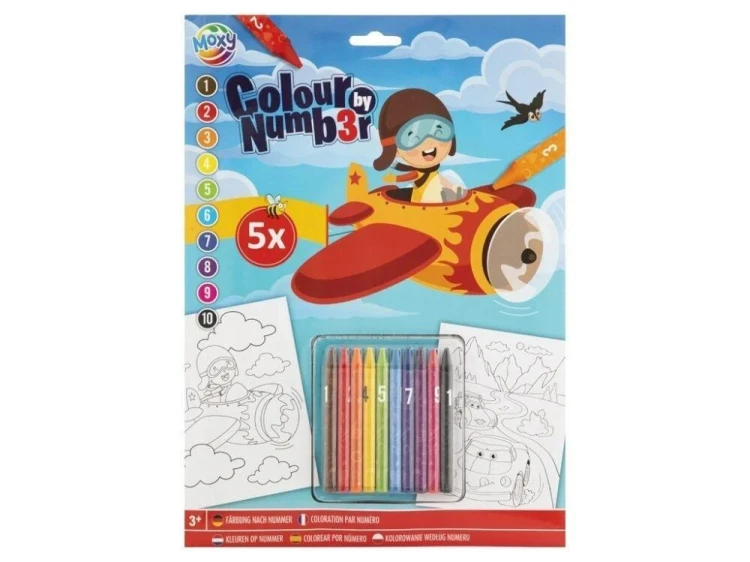 Kolorowanie po numerach A4 5ark Samolot, Grafix