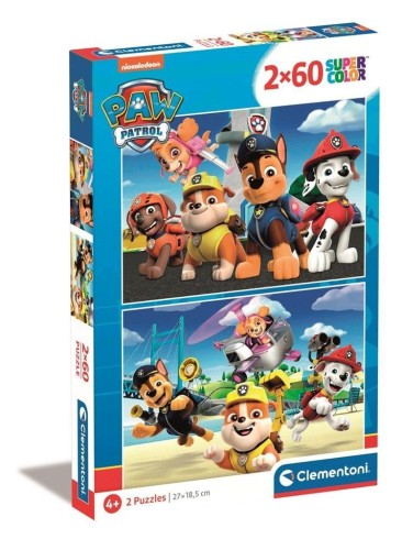 Puzzle 2x60 Super Kolor Paw Patrol, Clementoni