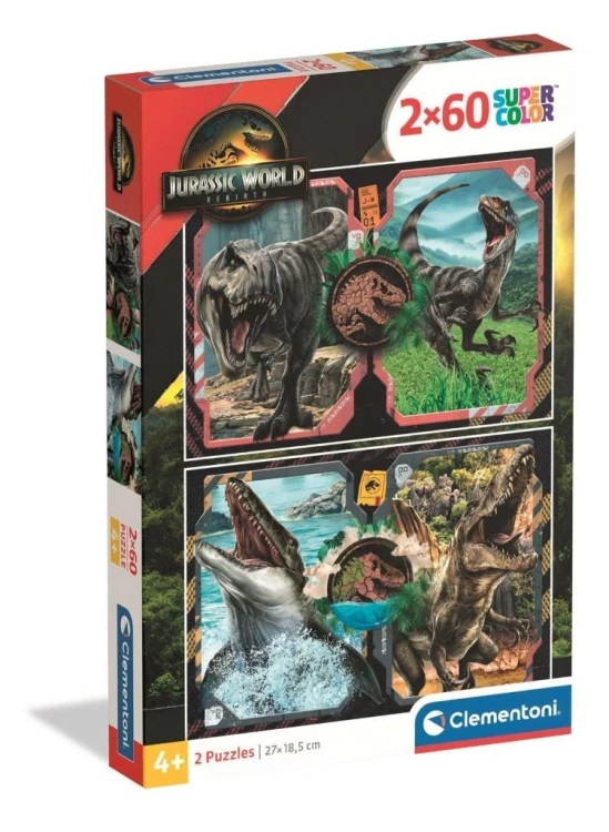 Puzzle 2x60 Super kolor Jurassic World, Clementoni