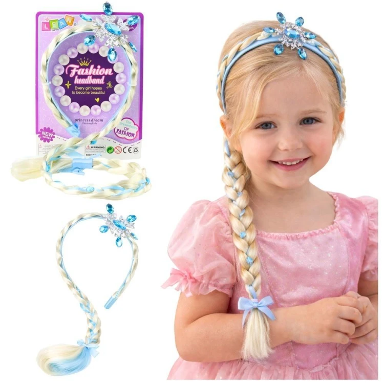 Opaska z warkoczem nieb wstążka Śnieżynka 50cm