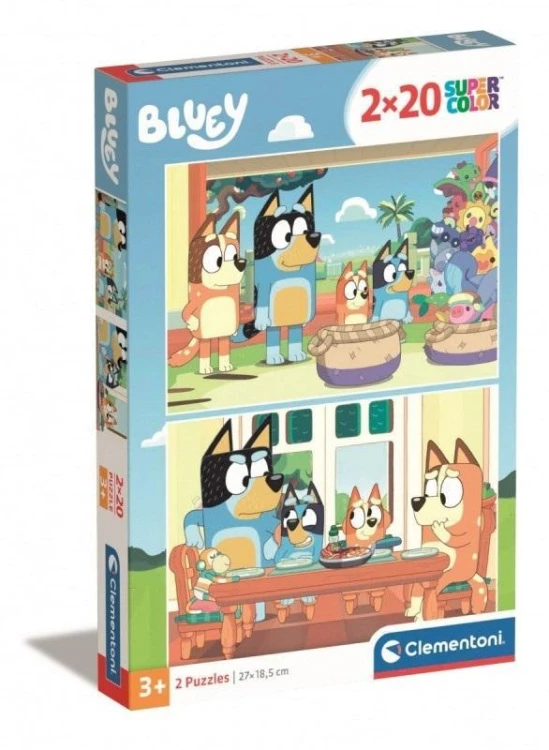Puzzle 2x20 Super Kolor Bluey, Clementoni