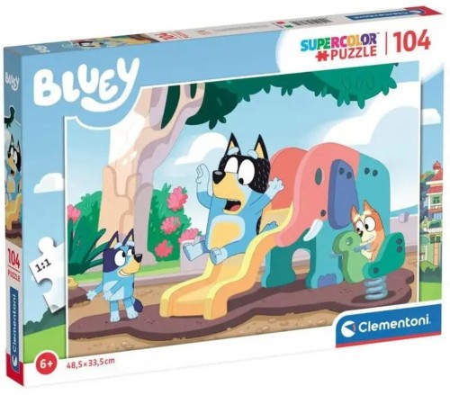 Puzzle 104 Super Kolor Bluey, Clementoni