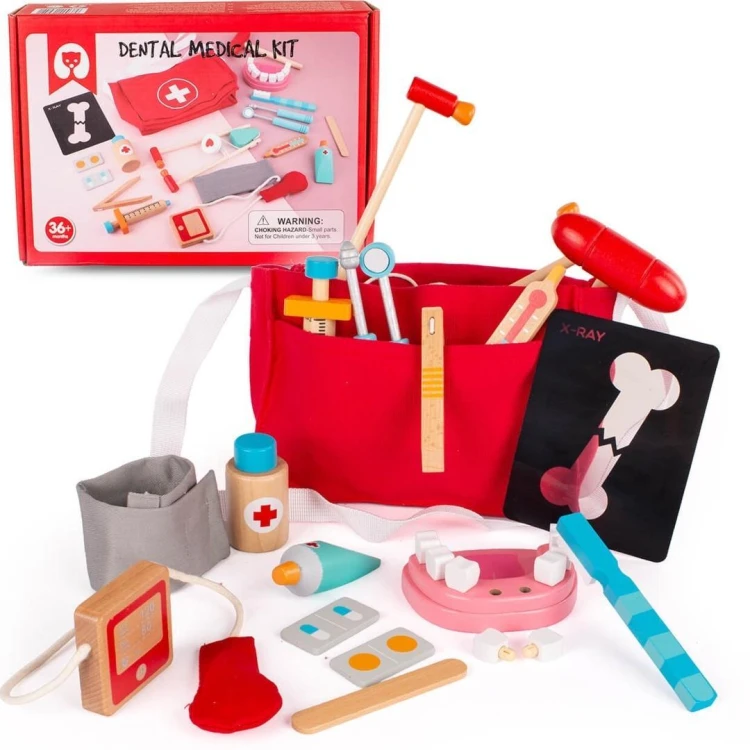 Zestaw lekarz, dentysta drewniany Montessori, Lena