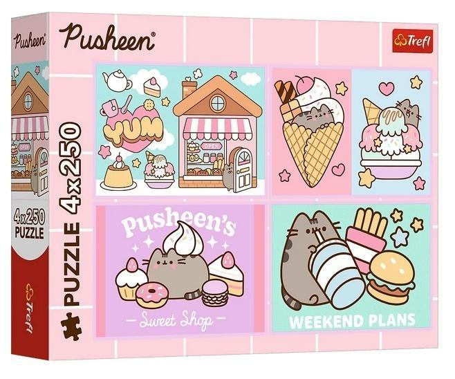 Puzzle Pusheen 4x250 Poznajcie Pusheena, Trefl