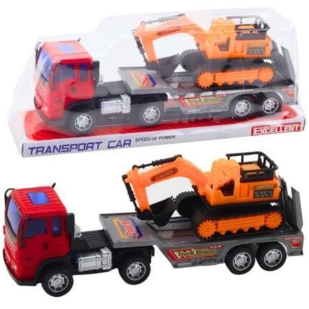 Ciężarówka z lawetą i koparką, Leantoys