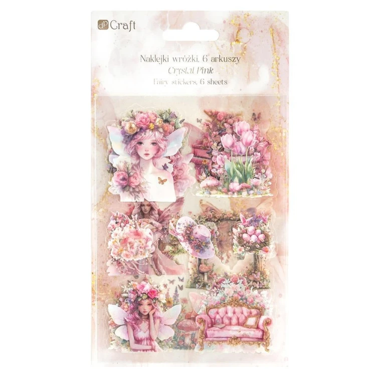 Naklejki połyskujące PET - Wróżki pink 6ark