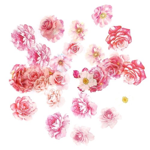 Naklejki PET kwiaty romantic pink 30szt, Dalprint