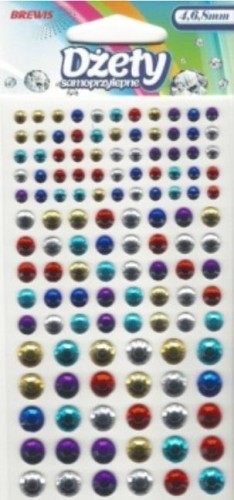 Dżety samoprzylepne kolorowe 4-8mm 125szt, Brewis