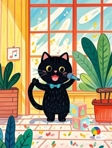 Malowanie po numerach 40x50cm Śpiewający kotek