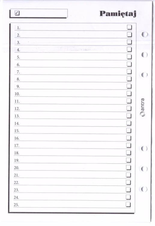 Wkład do organizera A5 Pamiętaj ANTRA, Antra