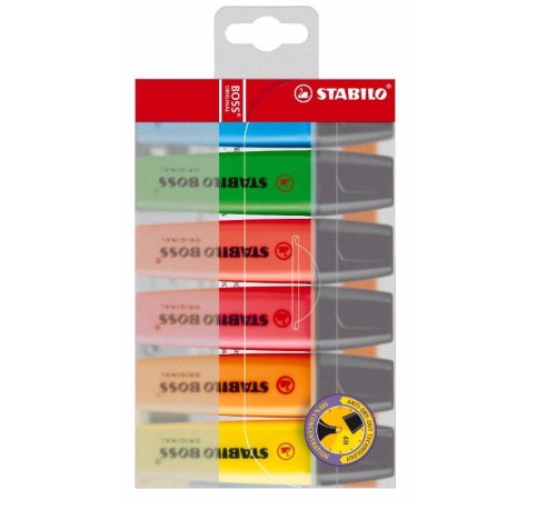 Zakreślacz Boss 70 etui 6 kolorów STABILO, Stabilo