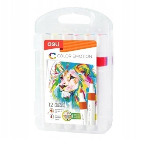 Markery akrylowe 12 kolorów DELI, DELI