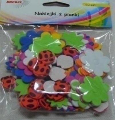 Naklejki z pianki kwiatki 60szt, Brewis