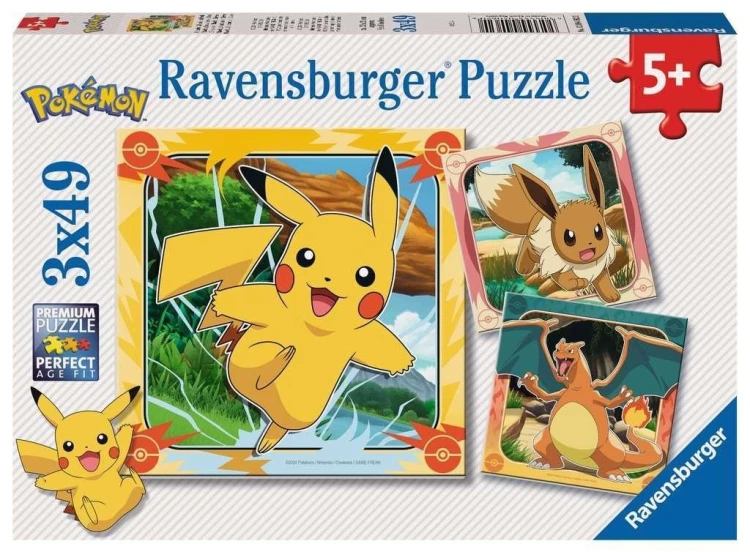 Puzzle 3x49 Pokemon, Ravensburger