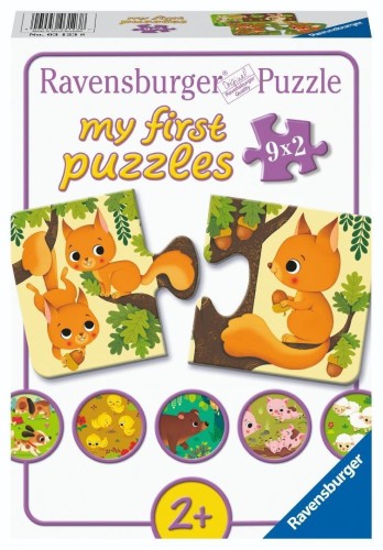 Puzzle 9x2 Animals and their babies, Ravensburger