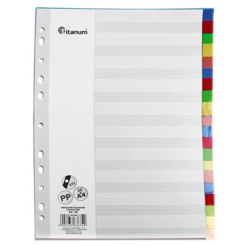 Przekładki A4 20 kolorów, Titanum