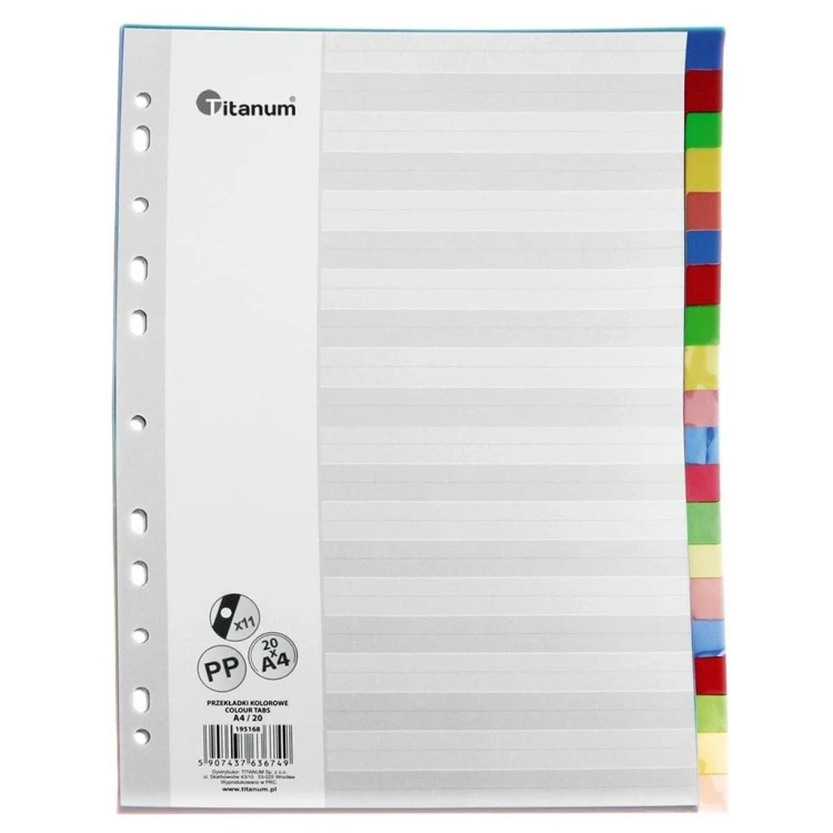 Przekładki A4 20 kolorów, Titanum