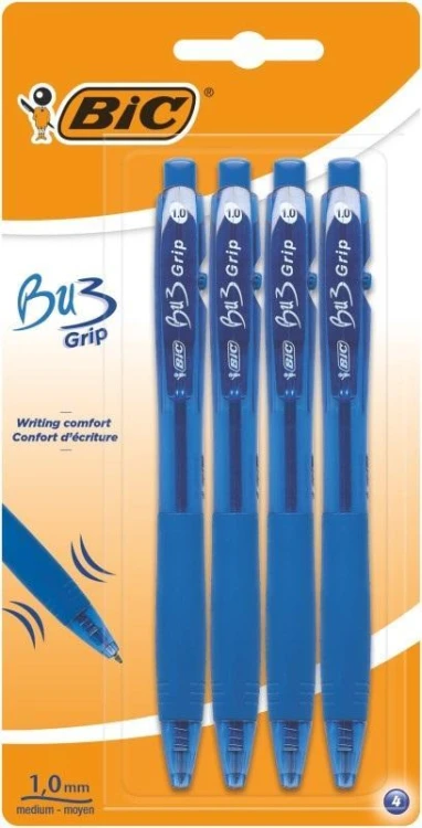 Długopis niebieski Bu3 grip bls 4szt BIC, BIC