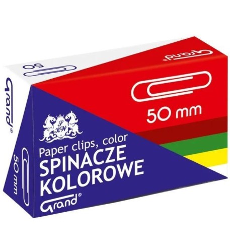 Spinacze kolor 50mm 50szt GRAND, Grand