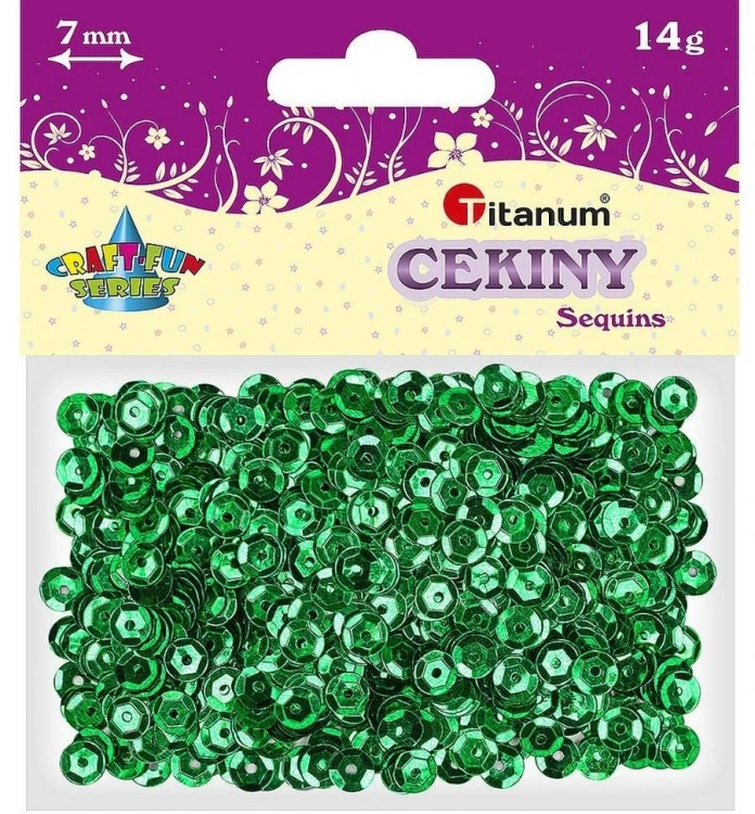 Cekiny 7mm metaliczne zielone, Titanum