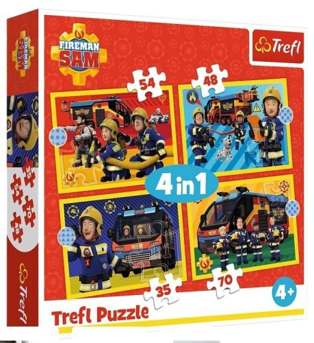 Puzzle 4w1 Strażak na sygnale TREFL, Trefl