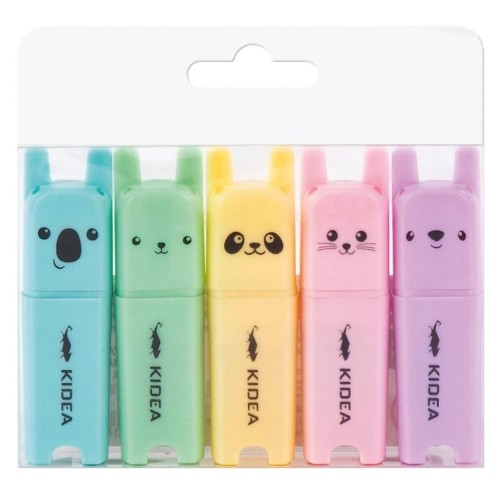 Zakreślacze zwierzaki 5 kolorów KIDEA, DERFORM