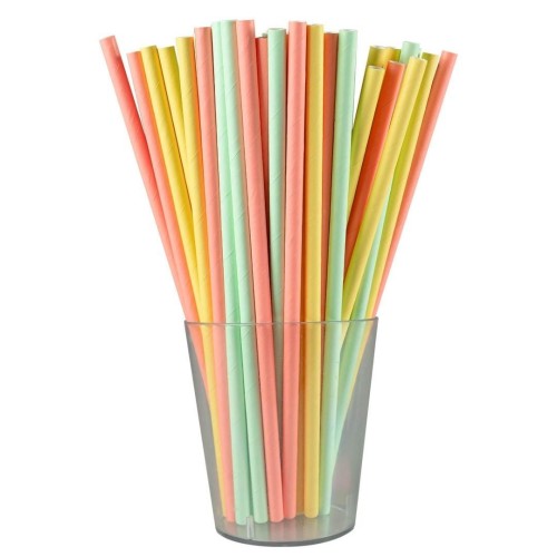 Słomki papierowe pastelowe 12szt