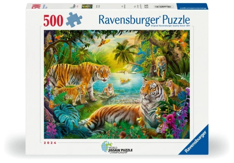 Puzzle 2D: Rodzina Tygrysów 500el, Ravensburger