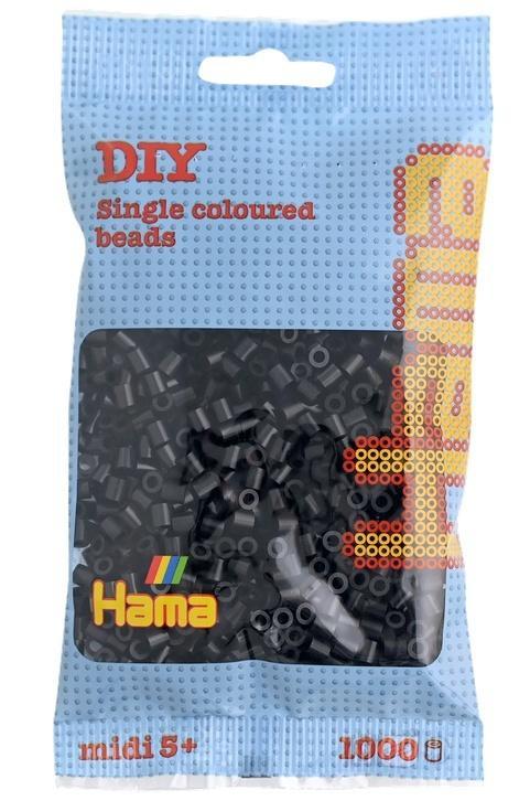Koraliki Midi w woreczku 1000el czarne, Hama