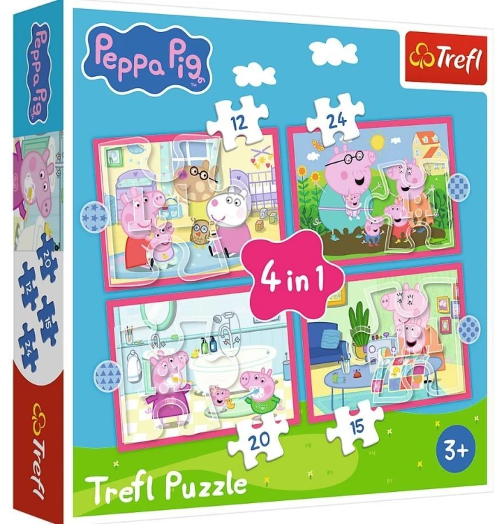 Puzzle 4w1 Peppa uwielbia przygody TREFL, Trefl